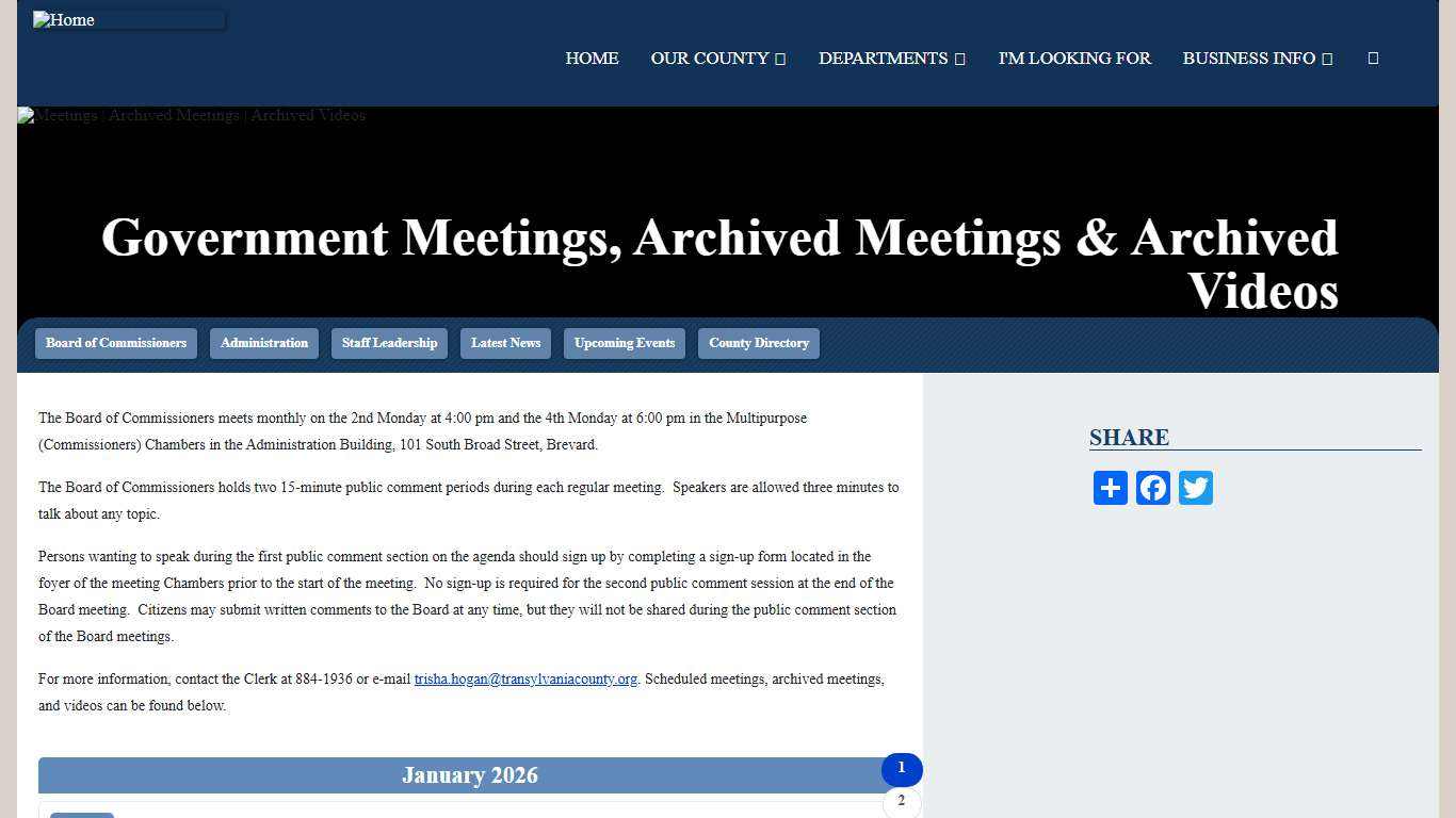 Meetings Transylvania County